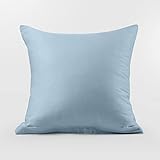 ATsense Kissenbezug 80x80 cm 2er Set, Satin Blau Kissenbezug, Atmungsaktiver und weicher als Baumwolle Kissenhülle, 100 % Eukalyptus-Lyocell-Faser-kopfkissenbezug mit Reißverschluss