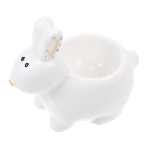 AUTSUPPL Rabbit Ceramic Egg Holder Delicate Decor Egg Plate Plush Bunny Toy Novelty Rabbit Toys Egg Toys Porcelain Egg Cup
