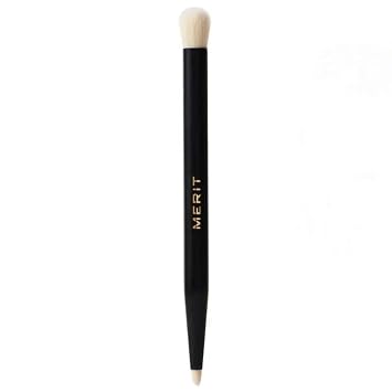 MERIT - Double-Sided Eyeshadow Brush - Dual-Ended Makeup Brush for Precise Application, Blending, and Smooth Pigment Distribution - Soft Synthetic, Vegan & Travel-Friendly