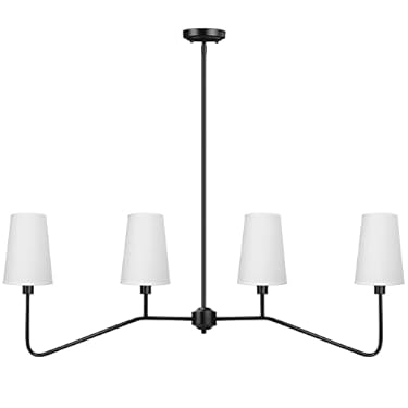 AMAZON - WuliFun 4-Light Island Lights, Kitchen Island Pendant Lighting Fixture, Industrial Linear Chandelier, Fabric Island Light for Kitchen, Black