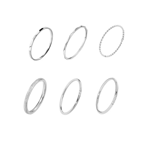 DATOA 6Pcs 1/2MM Stainless Steel Toe Rings Set for Women Minimalist Stackable Band Toe Rings Fashion Beach Foot Jewelry-5 by DATOA - Used condition - US$6.96