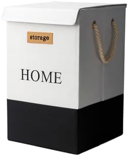 Eco Home Cesto Organizador Dobrável Multiuso , Branco e Preto, com Tampa e ...