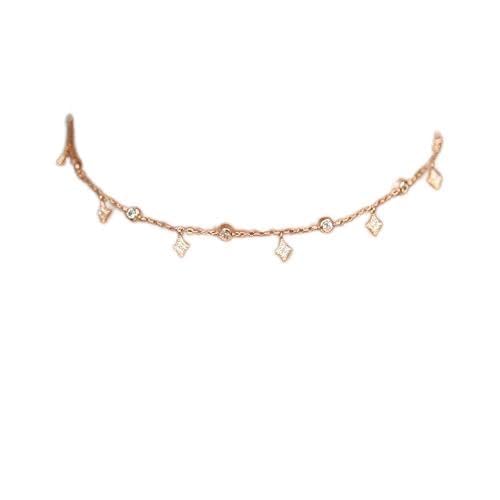 Link Chain Dreieck Drop Charm 925 Sterling Silber Frauen Braut Sparling Statement Halskette