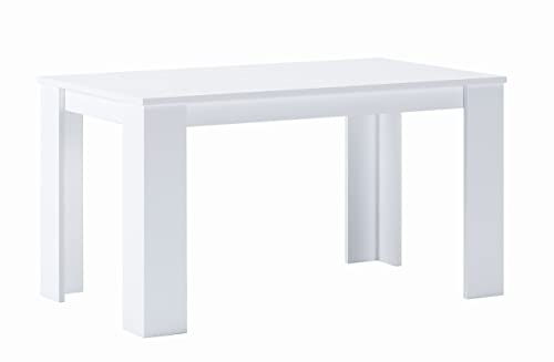 Skraut Home | Mesa de Comedor Fija | 75 x 138 x 80 cm | Capacidad hasta 6 Personas | Materiales Resistentes | Diseño Minimalista | Acabado en Color Blanco