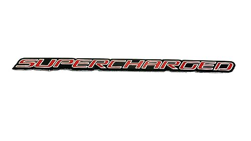Image of 2Pc Supercharged Emblem 3D Badge Logo Aluminum Adhesive Decal Badge Fit for Universal SUV Truck Car (Red Silver), EmBroom-211