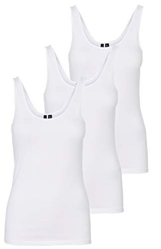 VERO MODA Damen VMMAXI My Soft UU Tank TOP GA 3er Pack. Bright White/Bright White & BR. XS – Ansicht 1