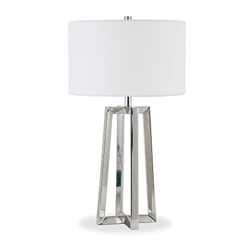 Henn&Hart TL0115 Helena 24.5 Inch Tall Table Lamp With Fabric Shade In Polished Nickel/White thumb #4