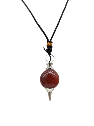 Amazing Carnelian Crystal Necklace with Carnelian Stone Ball Point - Pendant Women Jewelry with Adjustable Cord and Premium Velvet Pouch