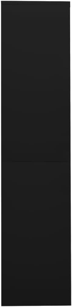 Office Cabinet Black Steel with Tempered Glass, 35.4 x 15.7 x 70.9 Inches, Durable Steel Structure with Three Adjustable Shelves, Lockable Mechanism and Matte Finish