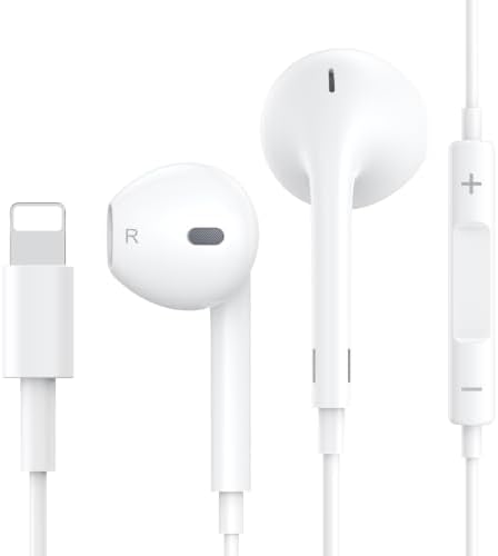 iPhone Kopfhörer mit Kabel,In Ear kabelkopfhörer für iphone mit mikrofon und Lautstärkeregelung, HiFi Audio Stereo MFI-Zertifiziert iphone | kopfhörer for iPhone 14/13/12 Kompatibe