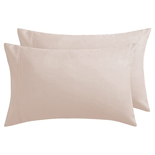 AYASW Pillowcases Queen Size Set of 2 Premium Soft and Cozy 1800 Brushed Microfiber with Envelope Closure Pillow Case 2 Pack Beige 20x30 inches Wrinkle, Fade Resistant Easy Care Breathable
