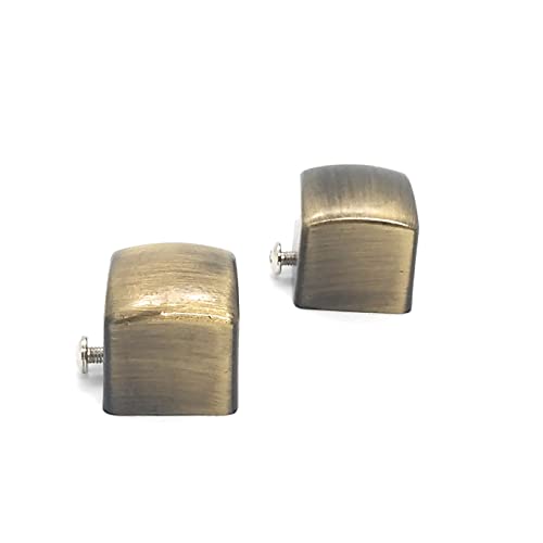 Image of FAPBADRI Simple Curtain End Caps /Finials for a 1 inch Pipe /Rod, Colour - Antique Gold Square, 6 Pieces