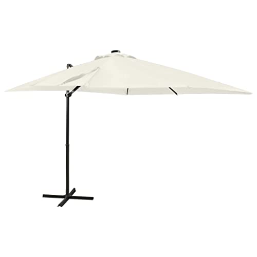 Parasol inclinable rotatif CLSDRZC avec base sable et lumières LED pour jardin