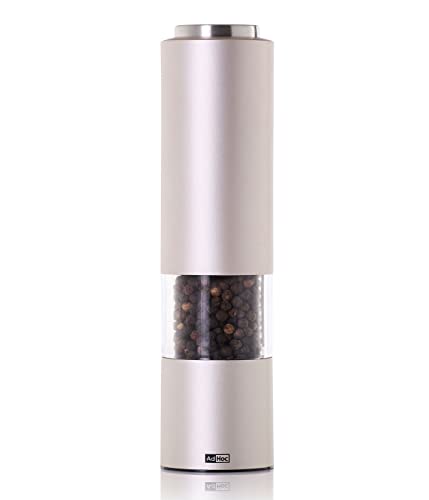 AdHoc elektrische Salz- und Pfeffermühlen eMill.3 im 2er-Set – Light Grey & Dark Grey | Hochwertiges Keramikmahlwerk | Einstellbar von fein bis grob | Mit LED-Beleuchtung & Aromaschutzkappe
