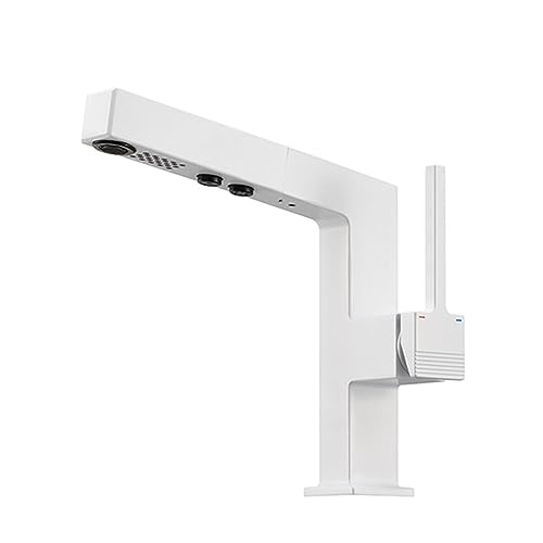 Robinet de lavabo extractible en laiton blanc pour eau chaude et froide