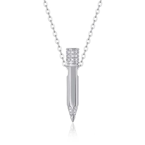 Collier de crayon en argent moisanite anti-ternissement, cadeau durable pour fils