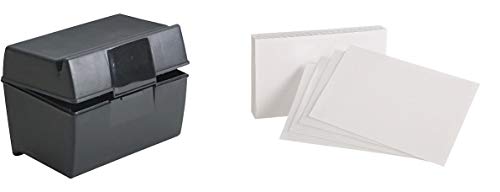 Oxford 01351 Plastic Index Card Flip Top File Box Holds 300 3 x 5 Cards, Matte Black (1 EA)