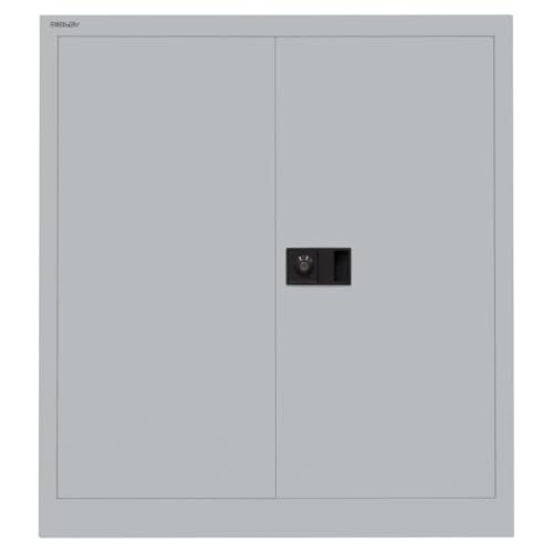 BISLEY Original Flügeltürenschrank Universal,1 Fachboden, 2 OH, Metall,355 Silber, 40 x 91.4 x 100 cm,Professionell Lackierung,Montiert,Mehrzweckschrank,Garage,Arbeitszimmer,abschließbar Lagerschrank