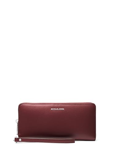 Michael Kors Jet Set Travel Continental, Silver-Tone Hardware/Sahara Leather/Oxblood