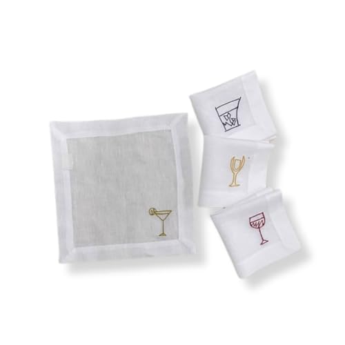 Hamari Asha Glass Embroidered Cocktail Napkins (Set of 4)-image-43