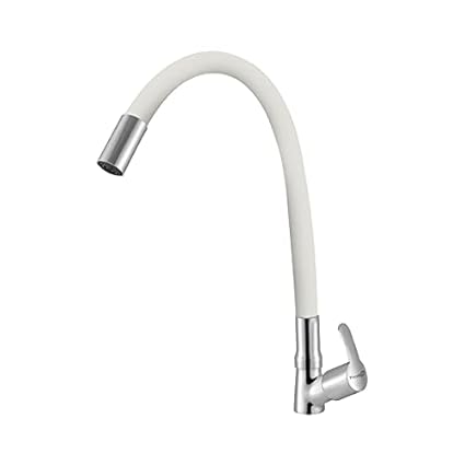 Prestige Q3 Flexible Swan Neck White Pillar Tap Faucet (Deck Mount Installation Type)