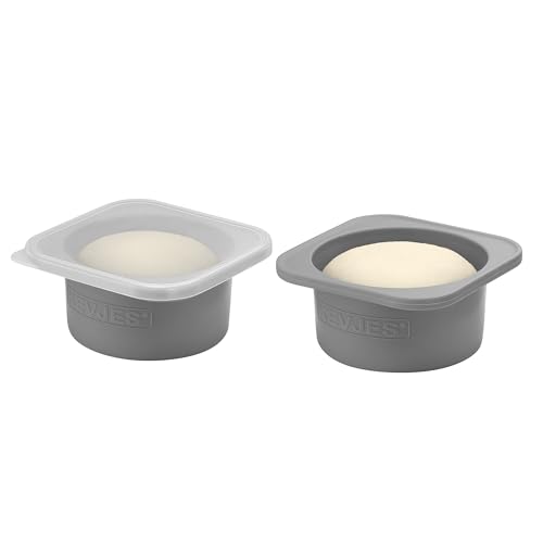 KEVJES Stackable Silicone Artisan Pizza Dough Proofing Proving Containers with Lids-2/3/4/5 pack-500ml portion (Spacegrey, 2 PACK)