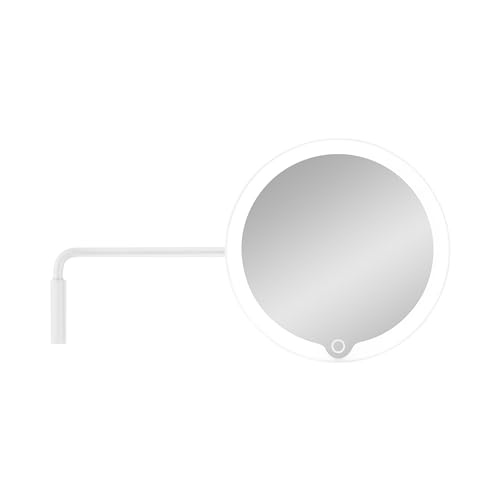 Blomus LED Kosmetikspiegel MODO | Wandmontage | 5-Fach Vergrößerung | Farbe White | Titan & Aluminium | Badaccessoire