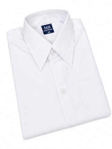 Image of MB Uniforms Boys White School Uniform Shirt Half Sleeve Regular Fit (in, Numeric, 24, Regular)