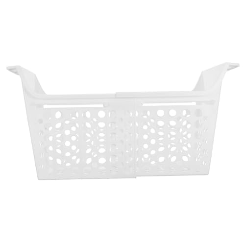 VILLCASE Contenedor Organizador Extensible para Congelador Horizontal Pequeño, Cesta Ajustable de Plástico para Almacenamiento de Alimentos Drenaje Integrado, Adecuado para Uso Doméstico