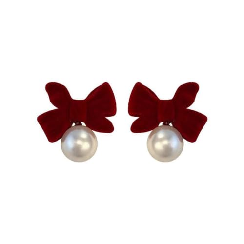 Boucles d'oreilles nœud en velours et perles de créateur pour femme chic