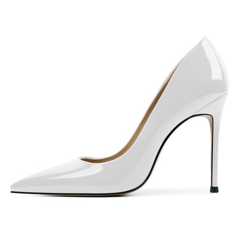 Image of Eldof Women's Classic Dress Pumps Shoes, Sexy Pointed Toe 4 inch Stiletto High Heels, Office Formal Slip On Size 5-13