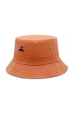Brooks Brothers Men’s Reversible Bucket Hat – Solid to Oxford Striped, Embroidered Logo, S/M, Orange/Oxford Stripe