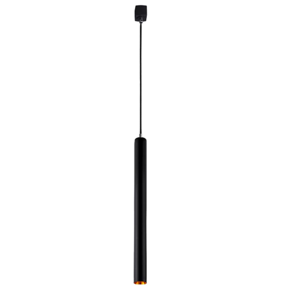 Lámpara colgante de tubo negro de 5W y 60 cm fabricada en aluminio con un solo cabezal