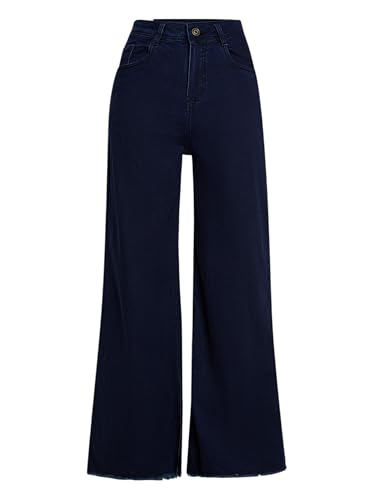 Image of Miss Chase Women's Wide-Leg High-Rise Regular-Length Stretchable Shaping Denim Jeans