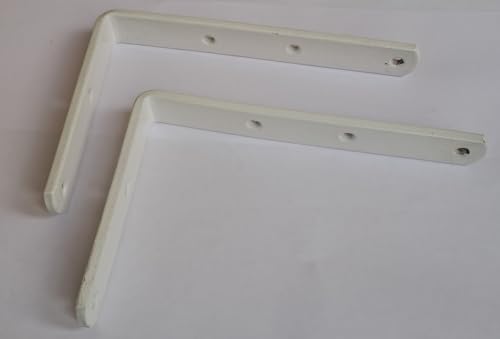 Image of Q1 Beads 4 Pack Metal 6 x 4 inches Heavy Duty 30 Kgs. Load Capacity L Clamp Angle Bracket Floating Shelf Bracket for Wall Shelf,Rack, Home,Shop, Showroom (150mm x 100mm, White Powder Coated)