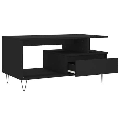 Table basse noire avec tiroir espace de rangement salon table d'appoint - 7