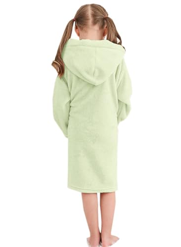 Image of Umeyda Girls Fleece Hooded Robes, Warm Printed Bath Robe for Kids Soft Fuzzy Bathrobe for Gifts