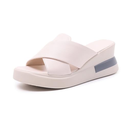 Women's summer wedge sandals, thick bottom casual open toe sandals slip-on, indoor and outdoor slippers