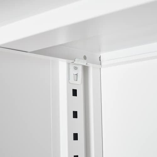Metal Storage Cabinet with Locking Doors and Adjustable Shelf, Folding Filing Storage Cabinet with Wheels, Rolling Storage Locker Cabinet for Home Office,School,Garage (White)