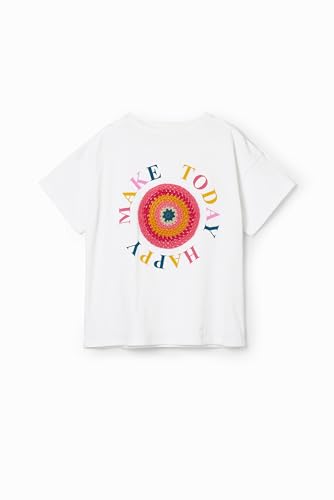 Desigual Little Girl's Crochet Message T-Shirt White2