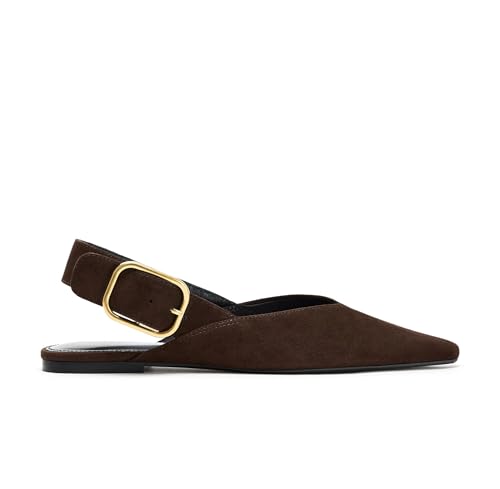Image of Slingback Flat Shoes for Women Pointed Closed Toe Flat Mule Sandals Casual Comfortable Office Dressy Shoes