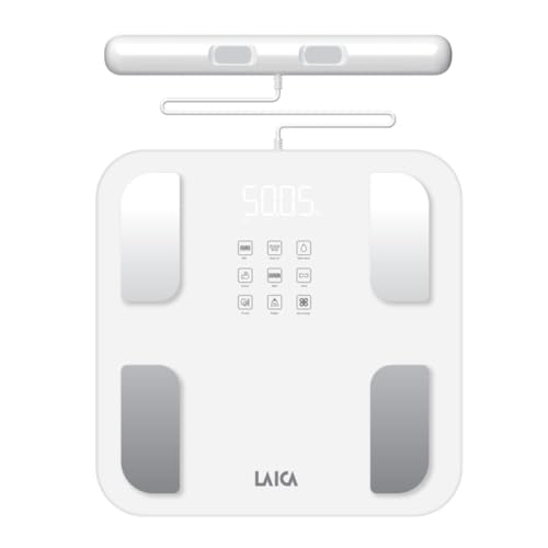 LAICA SMART Bilancia Personale-Traccia 30 Parametri Corporei-8 Elettrodi-Composizione Corporea Completa-BMI, Massa Muscolare e Altro-Sincronizzazione Con l'app Fitdays+-Supporto Multiutente-180kg