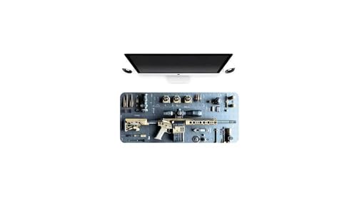 Tapis de souris de jeu antidérapant grand format Cool Gun avec motif militaire précis