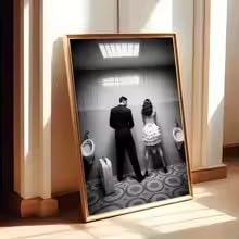 Toile égalité des sexes pour habiller un grand mur de toilettes avec humour
