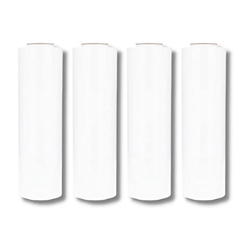 PSBM 4 Rolls 17 Inch x 1476 Feet 34 Gauge Pre-Stretched Film/Wrap, Industrial Strength White Shrink/Plastic Wrap for Moving, Packing, Shipping, Pallet Wrapping & Storage