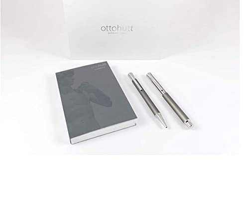 Otto Hutt design 04 Kugelschreiber/Füllfederhalter Set 168-1163 – Set mit hochwertiger Beschichtung, matt lackiert in der Farbe Graphite Grey – Federstärke B und 18ct Goldfeder
