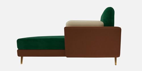 Image of Polyester Velvet Contemperory Sofa Set with Cushion Chaise Lounge, Sectional Sofa Perfect for Your Living Room,Guests Room & Office. (Green & Beige, 5 Seater)