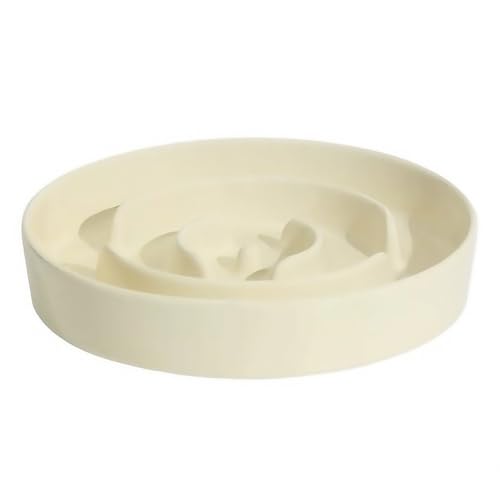 DrivExペット食器 スロウフィーダーボウル 飲み込み防止 早食い防止 吐き戻し防止 スタンド付きボウル 犬 えさ皿 陶器 犬食器 ペット食器 餌入れ ボウル ペット用品 お手入れ簡単 ペットの健康管理 覆しない 安定感 洗いやすい (小さい,ホワイト(