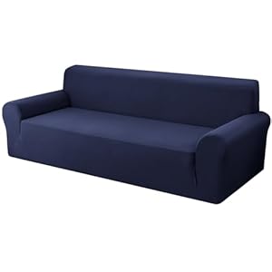 Couch Cover 1-Piece Soft Stretch Sofa Cover 3-Seater Sofa Slipcover Universal Couch Covers for 3 Cushion Couch Sofa Furniture Protector for Pets Kids (Sofa 3 Seater, Navy)