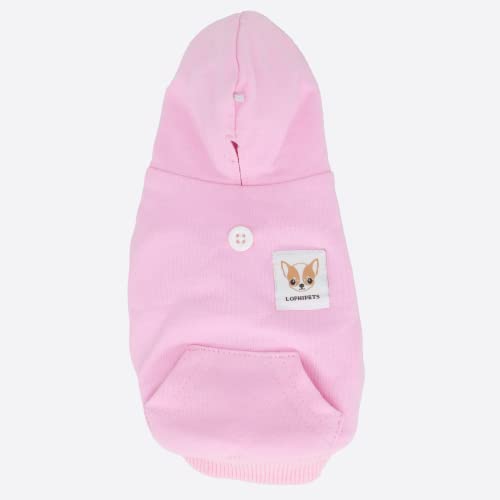 LOPHIPETS Hunde-Kapuzenpullover aus Baumwolle, für kleine Hunde, Chihuahua, Welpen, für kaltes Wetter, Rosa/XXS